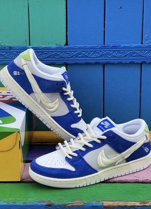 Кросівки nike sb dunk low pro qs fly streetwear gardenia  найки данки сині білі оригінал