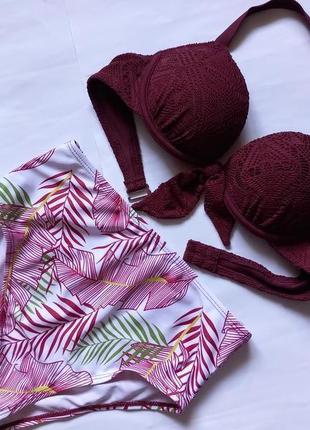 70а/аа, 75ааа h&m гламурний роздільний купальник із потрійним пушапом, високі плавки