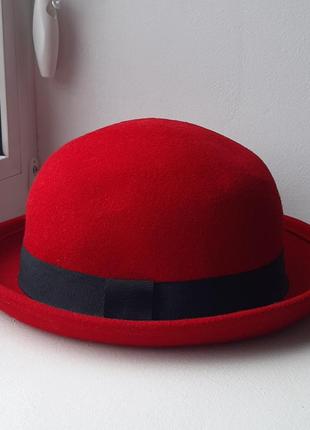 Шляпа женская котелок  красный