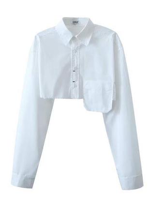 Асиметрична біла сорочка жіноча вільного крою4 фото