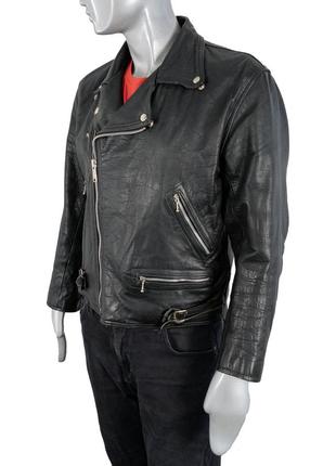 Рідкісна вінтажна шкіряна байкерська чорна куртка косуха leather biker jacket1 фото