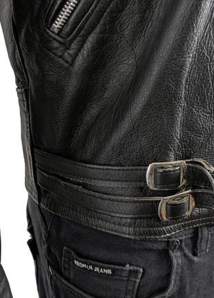 Редкая винтажная кожаная байкерская черная куртка косуха leather biker jacket6 фото