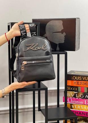 Рюкзак черный женский мужской в стиле karl lagerfeld рюкзак карл лагерфельд1 фото
