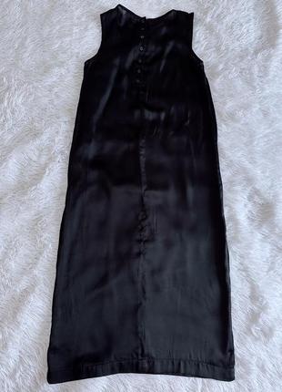 Стильное черное сатиновое платье h&m с воланом4 фото