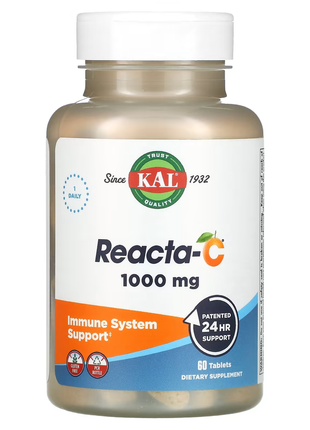 Kal, reacta-c, 1,000 mg, 60 tablets вітамін с з біофлаваноїдами тривалої дії