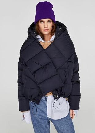 Куртка-puffer темно-синя zara