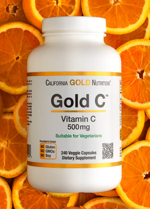 California gold nutrition, gold c, витамин c, 500 мг, 240 растительных капсул4 фото