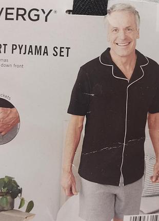 Мужская трикотажная пижама рубашка с шортами livergy  xxl