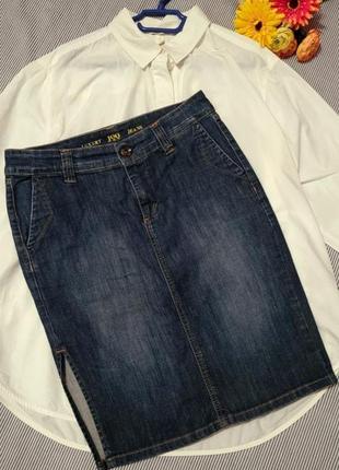Спідниця міді пряма з розрізом джинс3 фото