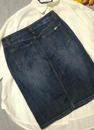 Спідниця міді пряма з розрізом джинс4 фото
