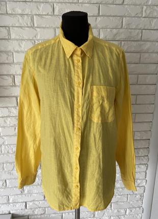 Красивая рубашка льняная желтая 16хл2 фото