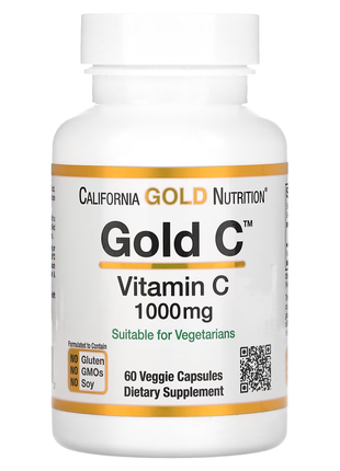 California gold nutrition, gold c, витамин c, 1000 мг, 60 вегетарианских капсул1 фото