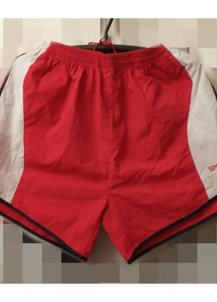 Шорты -трусы мужские спортивные, цвет красный с белым, ткань плащевка, тонкие, легкие, без сетки1 фото