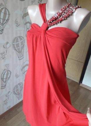 Нарядное сочное красное платье3 фото