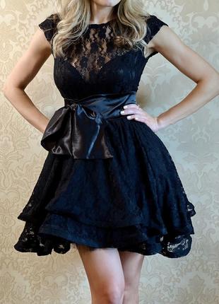 Черная мини-платье