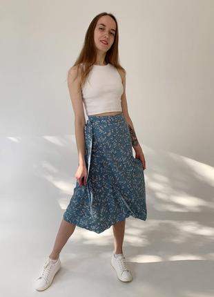 Костюм молочний топ + бірюзова спідниця