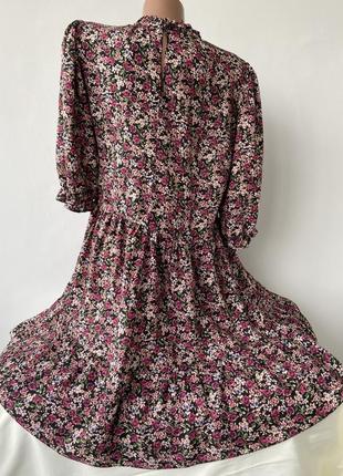 Платье ярусное натуральное из вискозы в цветочный принт в цветы платье выскальзано в цветочной принт 🌺 new look 🌺3 фото