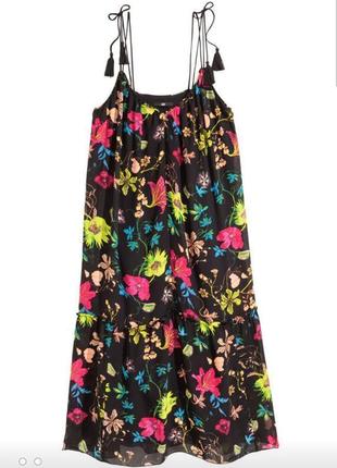 Красиве літнє плаття, сарафан міді h&m conscious в квітковий принт.2 фото