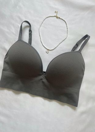 Базовый топ бра от h&m, бра в рубчик, бюст бралет