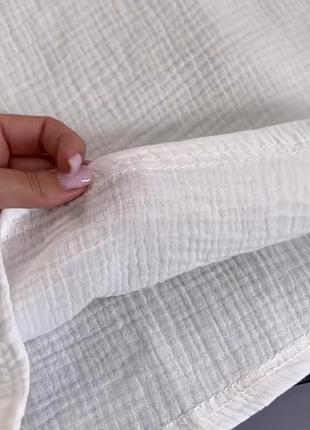 Легкий летний комплект из муслина для девочек , муслиновый костюм шорты и блуза