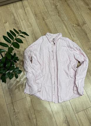 Цупка рожева натуральна сорочка котонова розовая натуральная рубашка на пуговицах