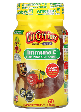 L'il critters, immune c плюс цинк і вітамін d, 60 жувальних таблеток