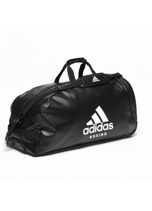 Спортивная дорожная сумка на колесах adidas boxing с выдвижной ручкой обьем 120 литров из pu-кожи5 фото