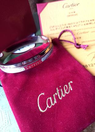 👑 шикарний браслет у стилі cartier  + сертифікат , 17 розмір 👑🔥🔥останній ціну знижено 1 штука.......