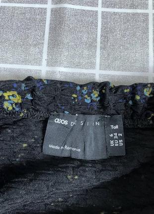 Цветочная черна юбка из жатой ткани2 фото