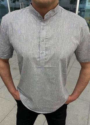 Сорочка льон( темно сірий)
