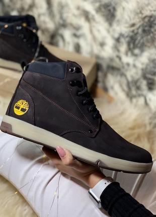 Черевики чоловічі timberland коричневі замша (зима)