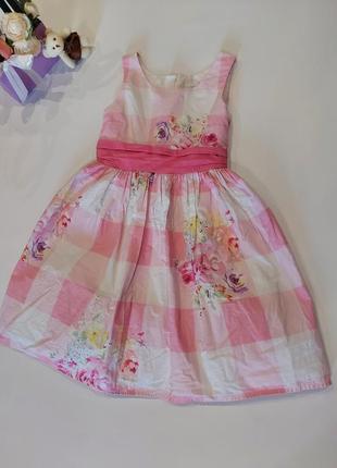 Платье с пышной юбкой в клетку с цветочными вставками next 5-7 лет2 фото