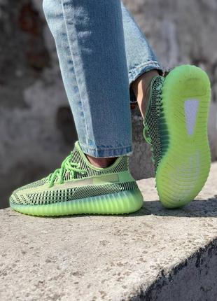 Женские кроссовки летние сетка adidas yeezy boost 350 лимонные8 фото