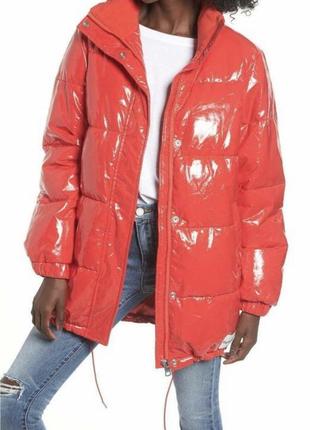 Куртка красная calvin klein jeans оригинал виниловая лаковая дутая оверсайз винил лак3 фото