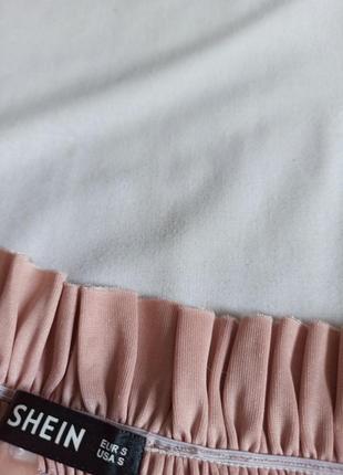 Розовая бархатная/велюровая юбка с рюшами3 фото