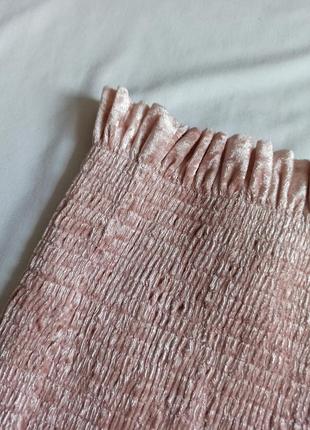 Розовая бархатная/велюровая юбка с рюшами2 фото