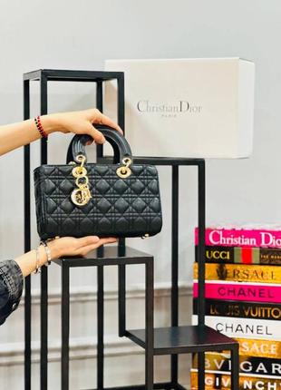 Сумка стеганая черная женская в стиле christian dior мини леди  сумка маленькая кристиан диор