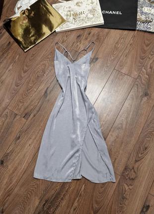 Платье миди в бельевом стиле лиловое с интересной спинкой  h&amp;m 36размер( s)2 фото