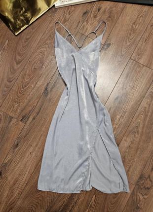 Платье миди в бельевом стиле лиловое с интересной спинкой  h&amp;m 36размер( s)4 фото