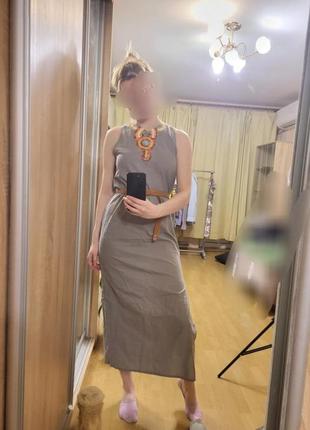 Длинное платье с разрезом сарафан хлопковый3 фото