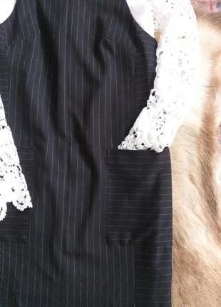 Плаття-сарафан в полоску з накладними кишеньками2 фото
