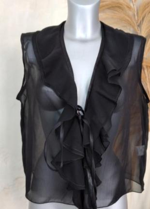 Болеро роскошный  чёрный шифон безрукавка 50-54