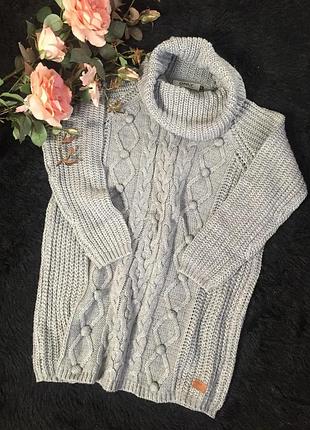 Стильное вязаное платье туника oversize грубой вязки  от only