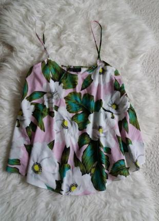 Цветочная майка на тоненьких бретельках topshop
