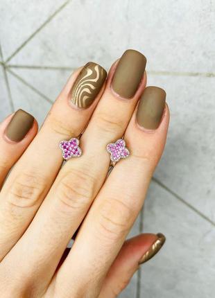 Серебряные серьги с розовым сапфиром 211-40
