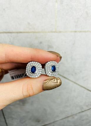 Серебряные серьги с кианитом и фианитом 190-3710