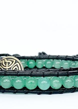 Спиральный браслет ручной работы чан лу chan luu из натуральных камней. зеленый авантюрин4 фото