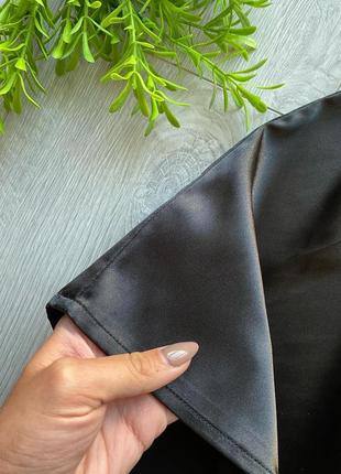 Пижама черная атласная летняя шорты майка домашний костюм6 фото