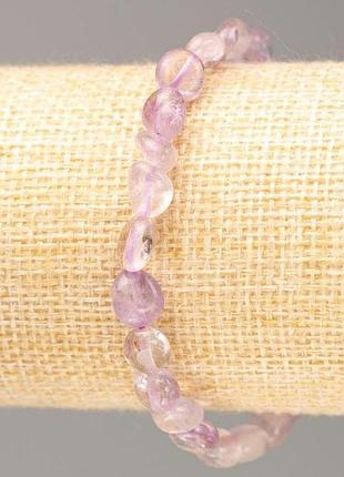 Браслет з натурального камня аметист галтовка &nbsp;d-7х8-6х7мм+- l-18см +- на резинке