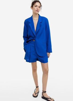 Новые синие льняные шорты бермуды h&m
